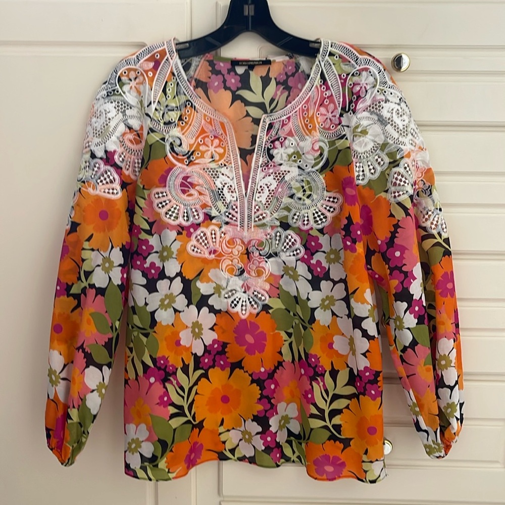 Kobe Halperin Floral and Lace Blouse